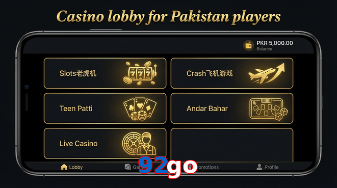 Lobby view of 92Go for Pakistan users